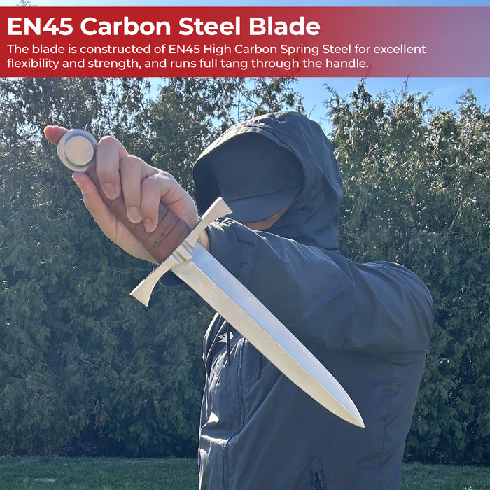 King of the Archers Full Tang Arming Dagger with Brown Leather Handle