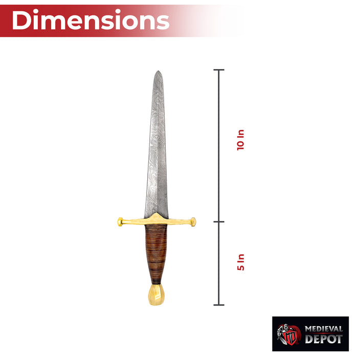 King of Thieves Full Tang Damascus Steel Arming Dagger Short Sword
