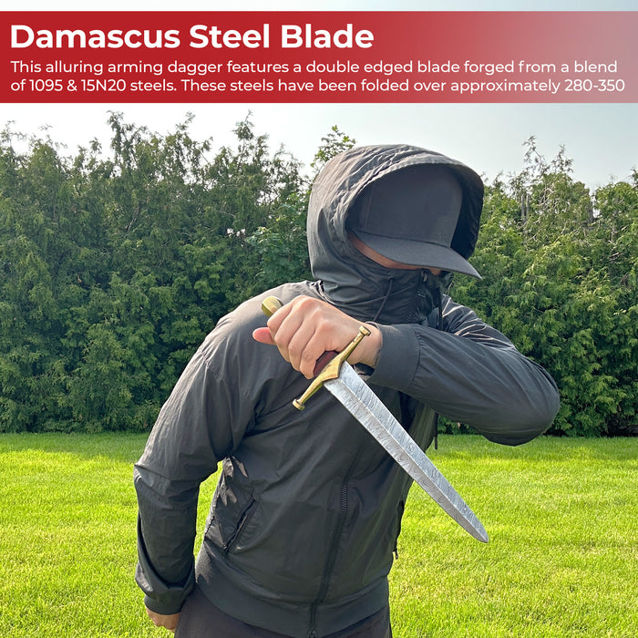 King of Thieves Full Tang Damascus Steel Arming Dagger Short Sword