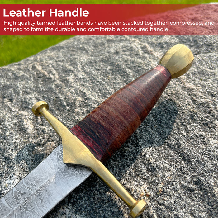 King of Thieves Full Tang Damascus Steel Arming Dagger Short Sword