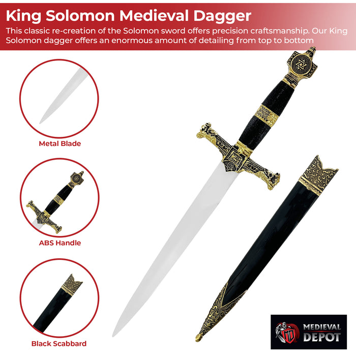 King Solomon Medieval Crusader Dagger Black