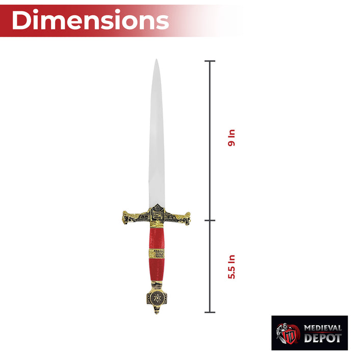 King Solomon Medieval Crusader Dagger Red