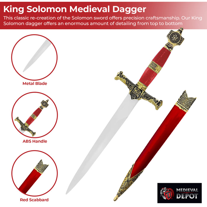 King Solomon Medieval Crusader Dagger Red