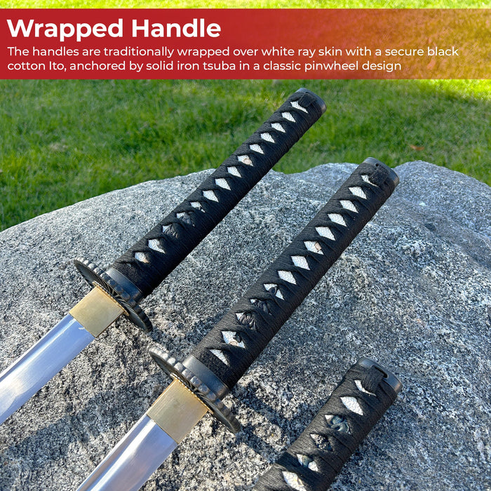 Kenshin no Tachi Handmade Three-Piece Katana Set with Stand