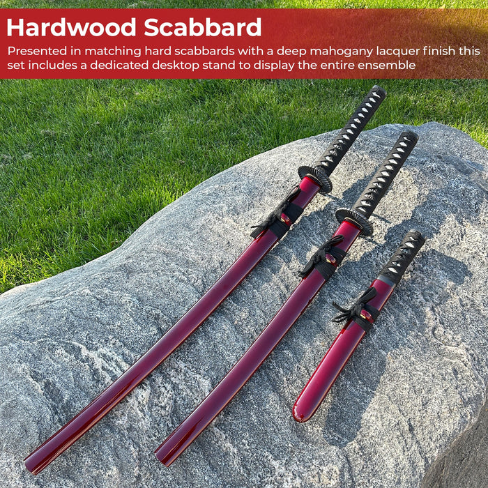 Kenshin no Tachi Handmade Three-Piece Katana Set with Stand