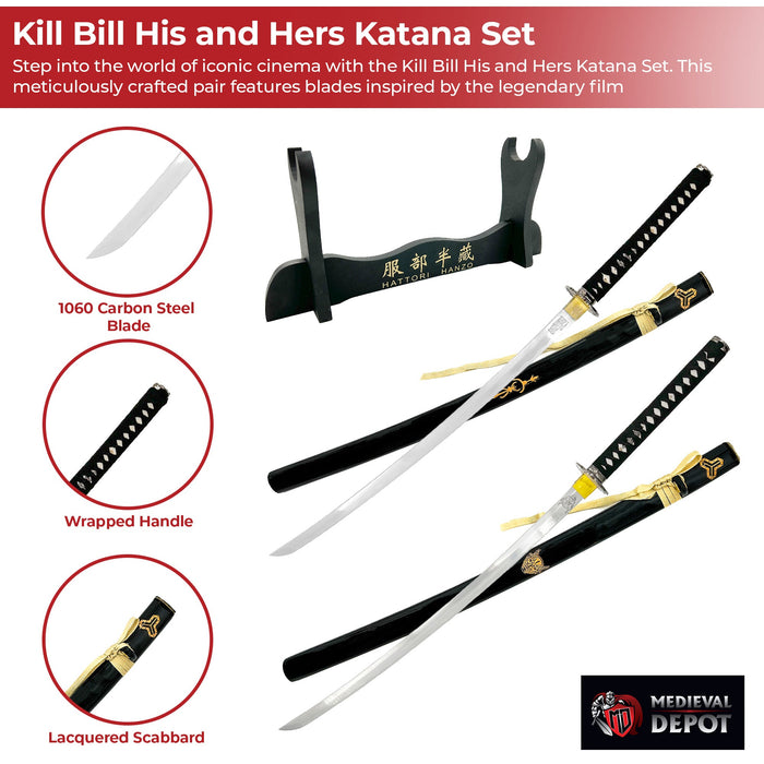 Kill Bill His and Hers Katana Set with Display Stand