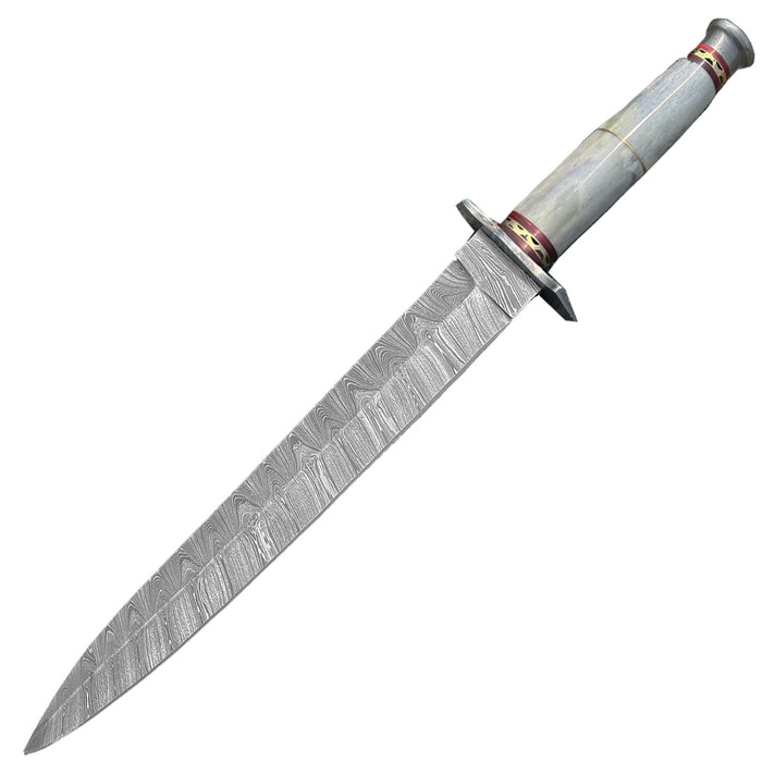 Legion of the Damned Damascus Steel Dagger with Leather Sheath