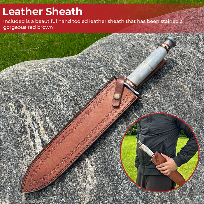 Legion of the Damned Damascus Steel Dagger with Leather Sheath