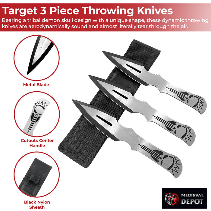 Lightening Strike Aerodynamic Target 3 Piece Throwing Knives