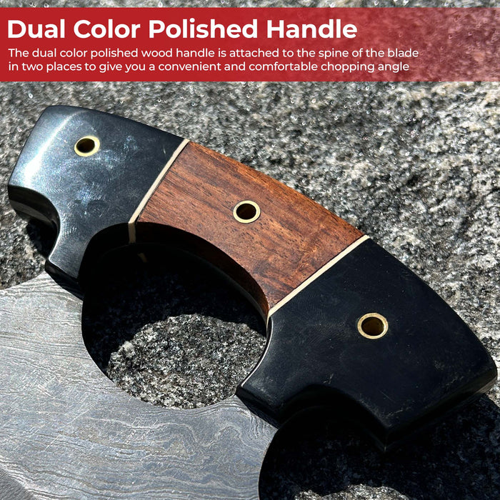 Live for Food Ulu Damascus Kitchen Camping Knife with Sheath