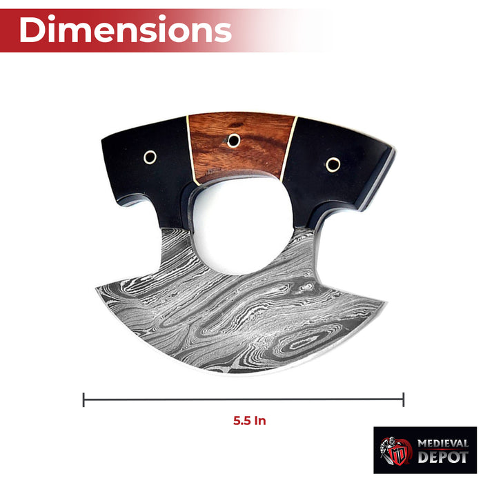 Live for Food Ulu Damascus Kitchen Camping Knife With Stand