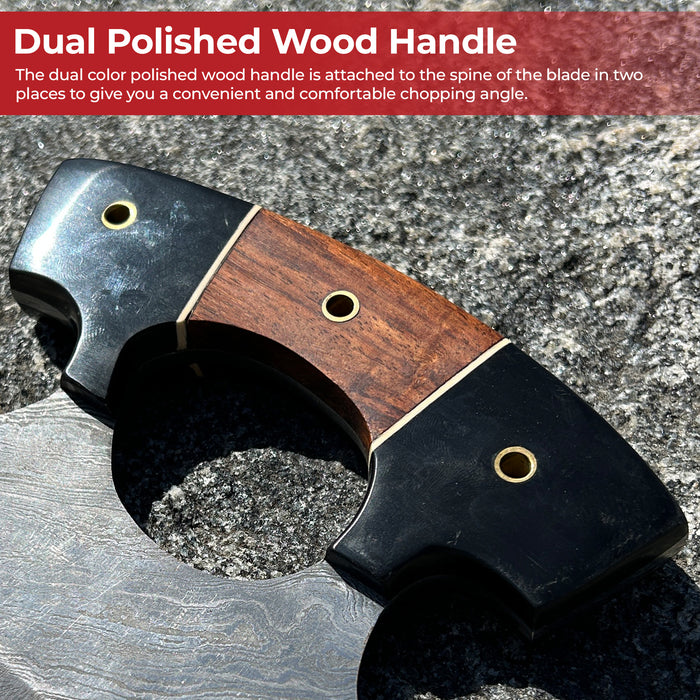 Live for Food Ulu Damascus Kitchen Camping Knife With Stand