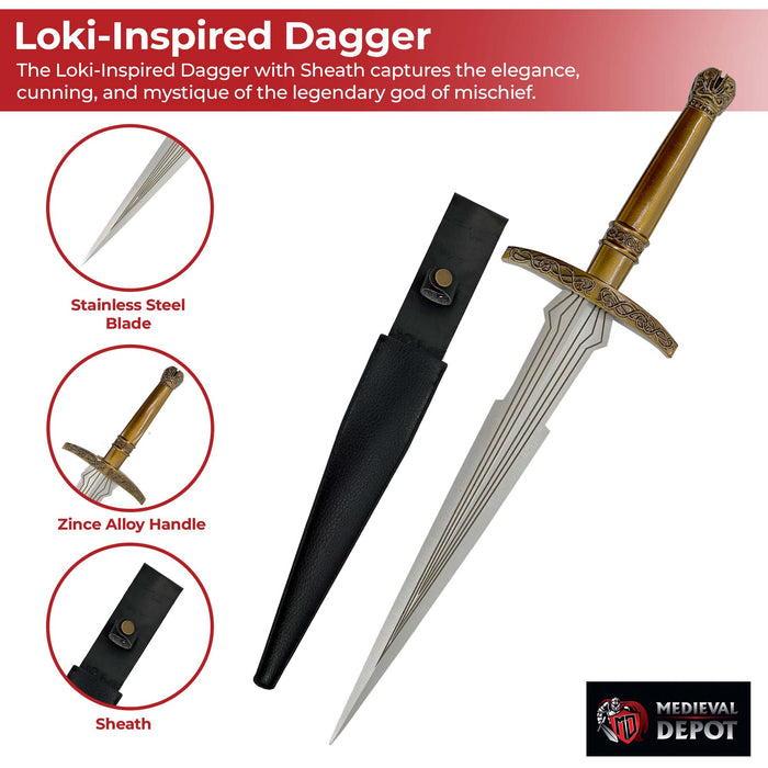Loki-Inspired Dagger with Sheath