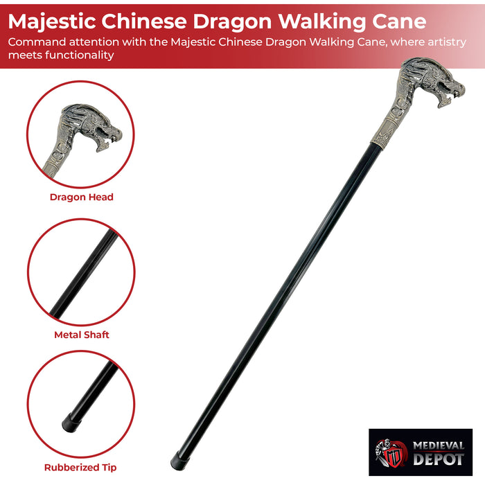 Majestic Chinese Dragon Walking Cane