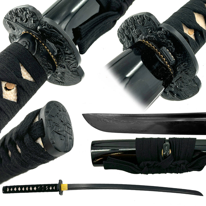 Master the Shadows Black Damascus Steel Hand Forged Katana