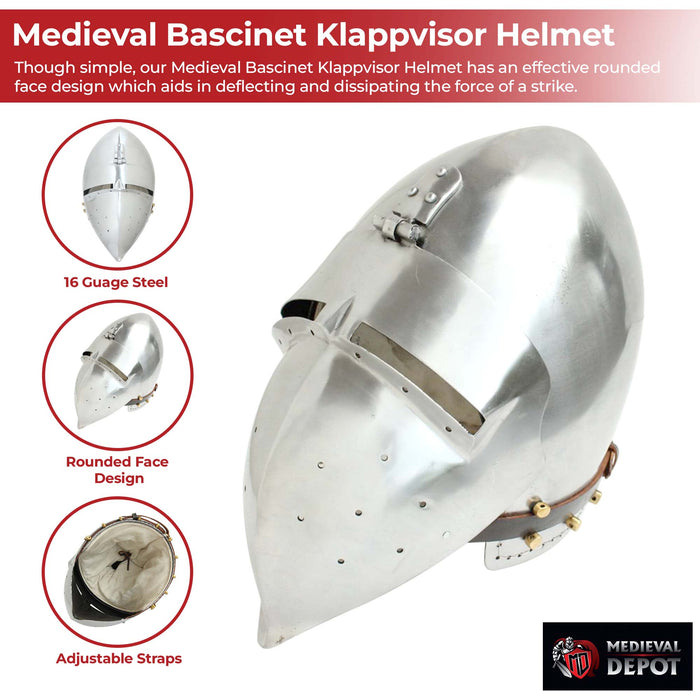 Medieval Bascinet Klappvisor Helmet
