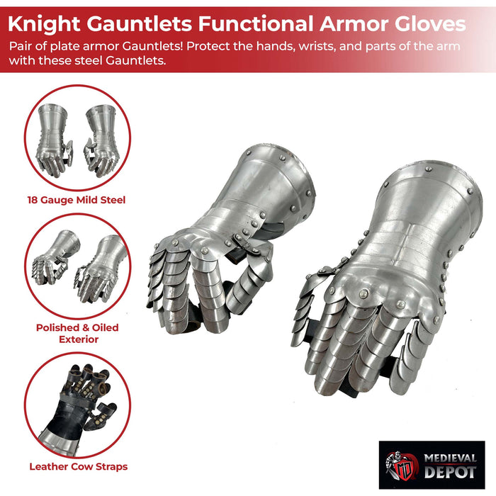 Medieval Knight Gauntlets Functional Armor Gloves