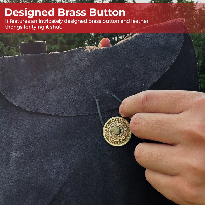 Medieval Renaissance Leather Black Suede Pouch Large