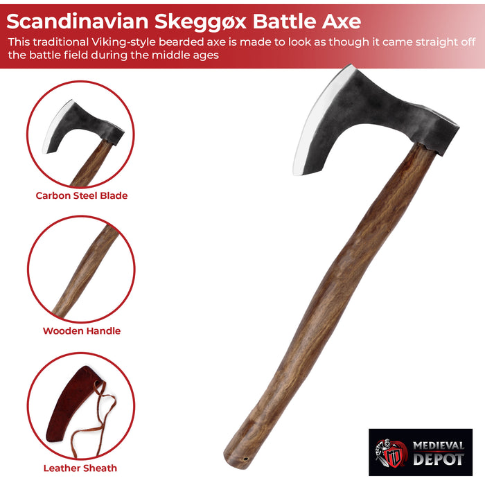 Medieval Traditional Scandinavian Skeggøx Battle Axe