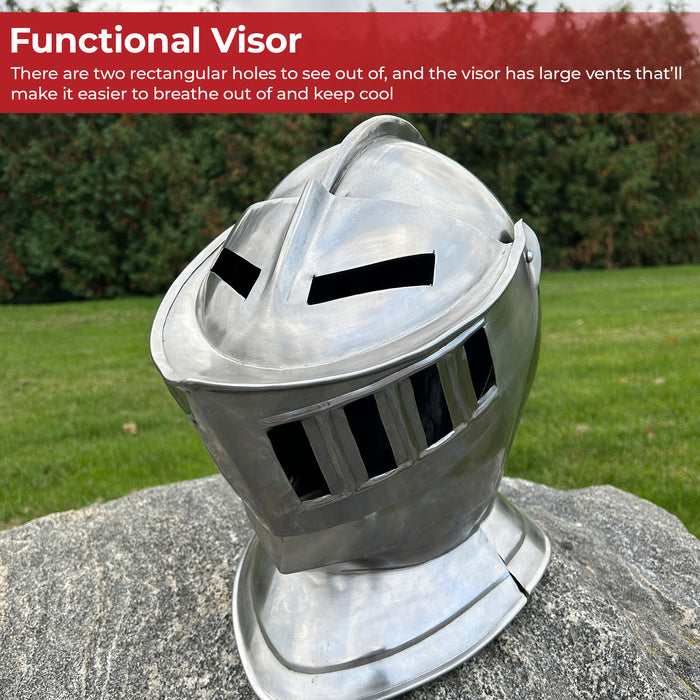 Mens Closed Knight Armour Helmet