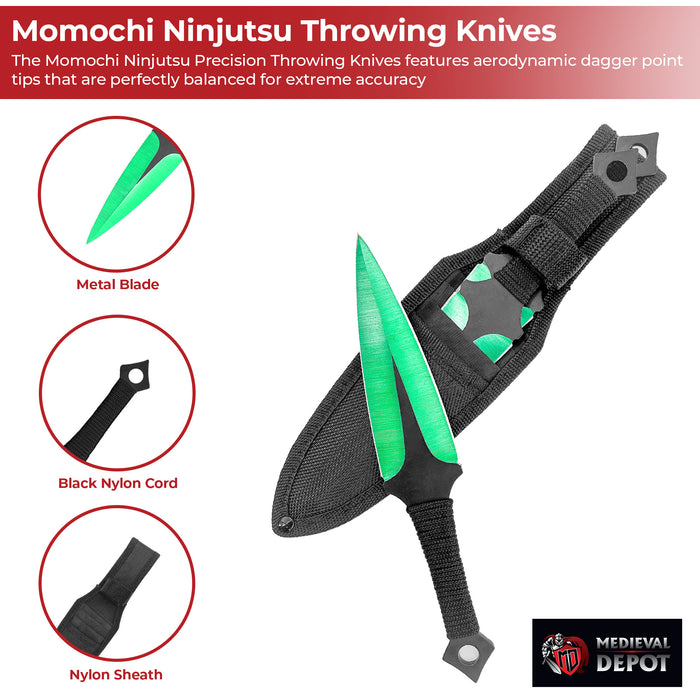 Momochi Ninjutsu Precision Throwing Knives Green