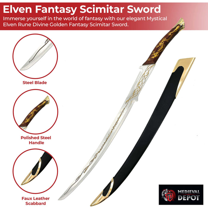 Mystical Elven Fantasy Scimitar Sword Replica