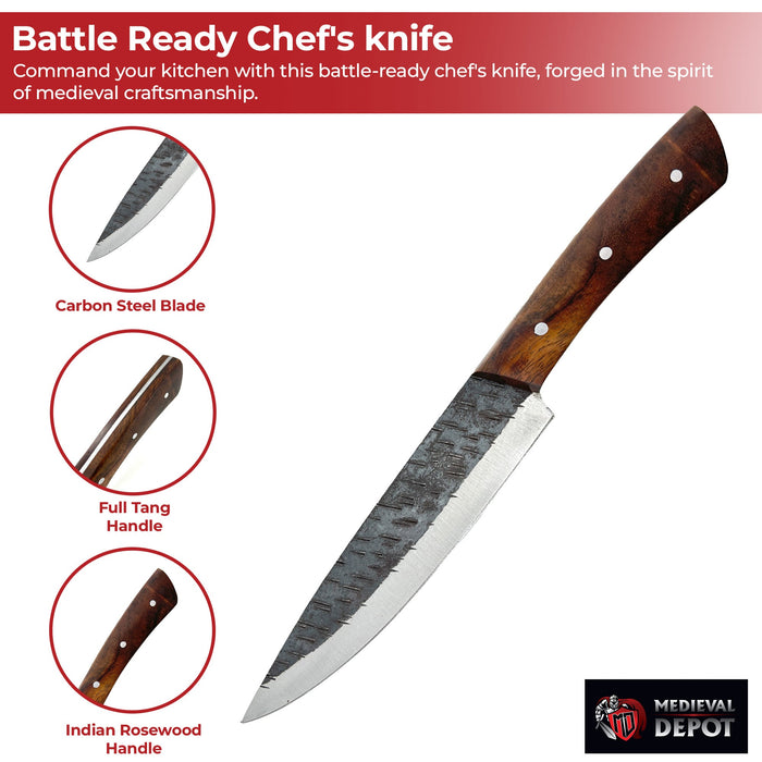 Medieval Forged Carbon Steel Chef's Knife