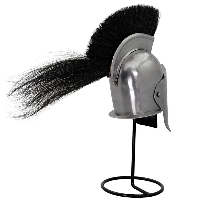 Miniature Greek Trojan War Helmet Display With Stand