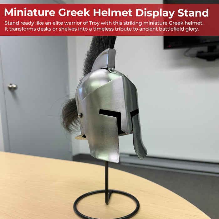 Miniature Greek Trojan War Helmet Display With Stand