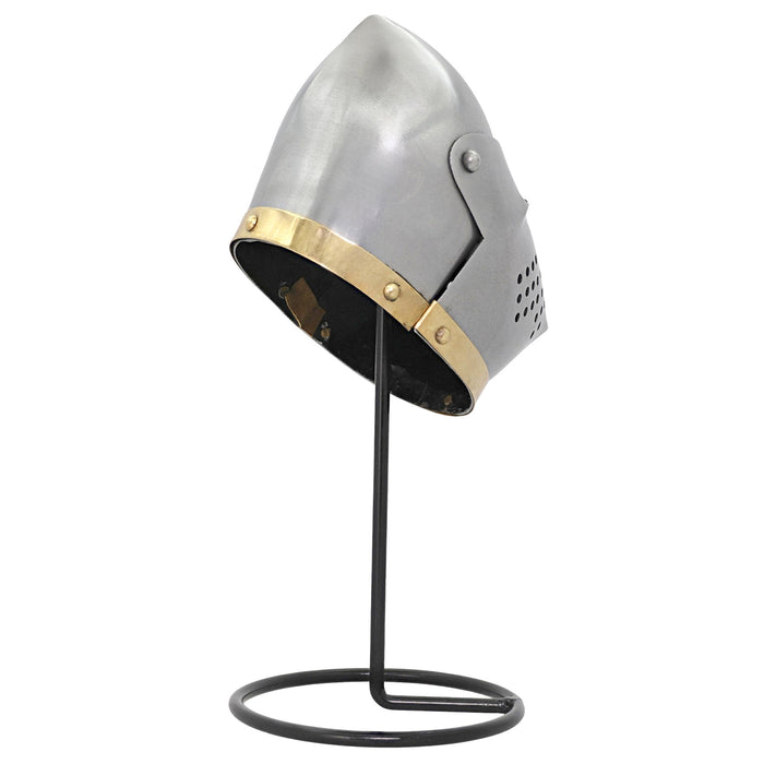 Miniature Steel Hounskull Bascinet Helmet With Stand