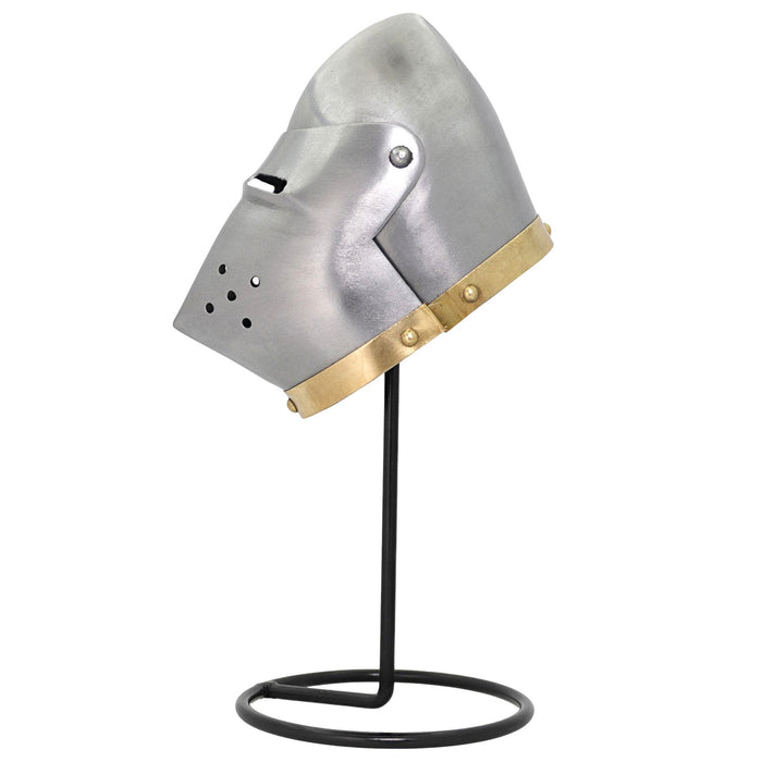 Miniature Steel Hounskull Bascinet Helmet With Stand