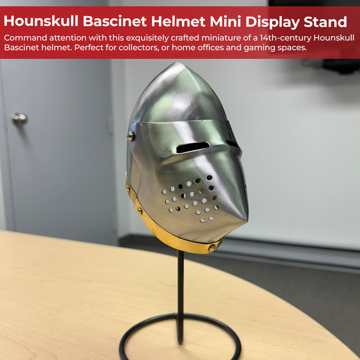 Miniature Steel Hounskull Bascinet Helmet With Stand