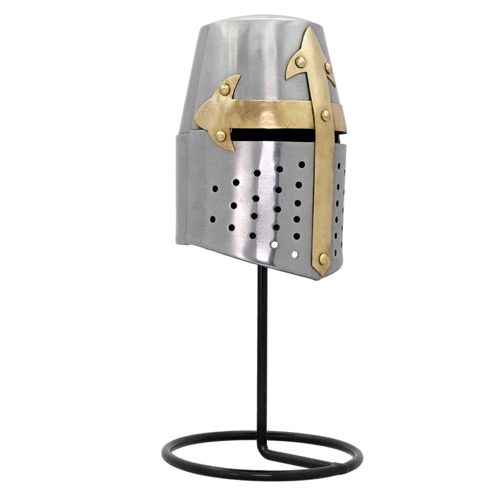 Miniature Templar Crusader Great Helmet Display With Stand