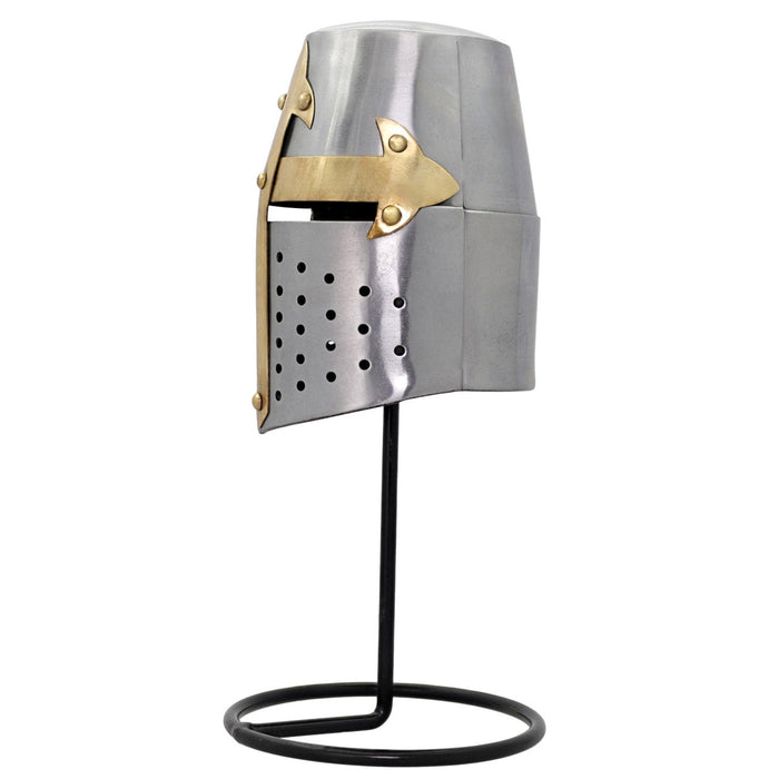Miniature Templar Crusader Great Helmet Display With Stand