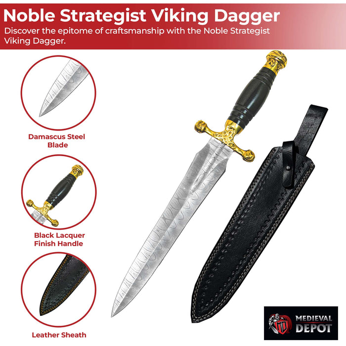 Noble Strategist Hand Forged Damascus Steel Viking Dagger