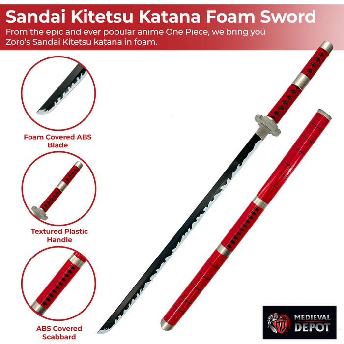 One Piece Zoro Sandai Kitetsu Katana Foam Sword With Scabbard