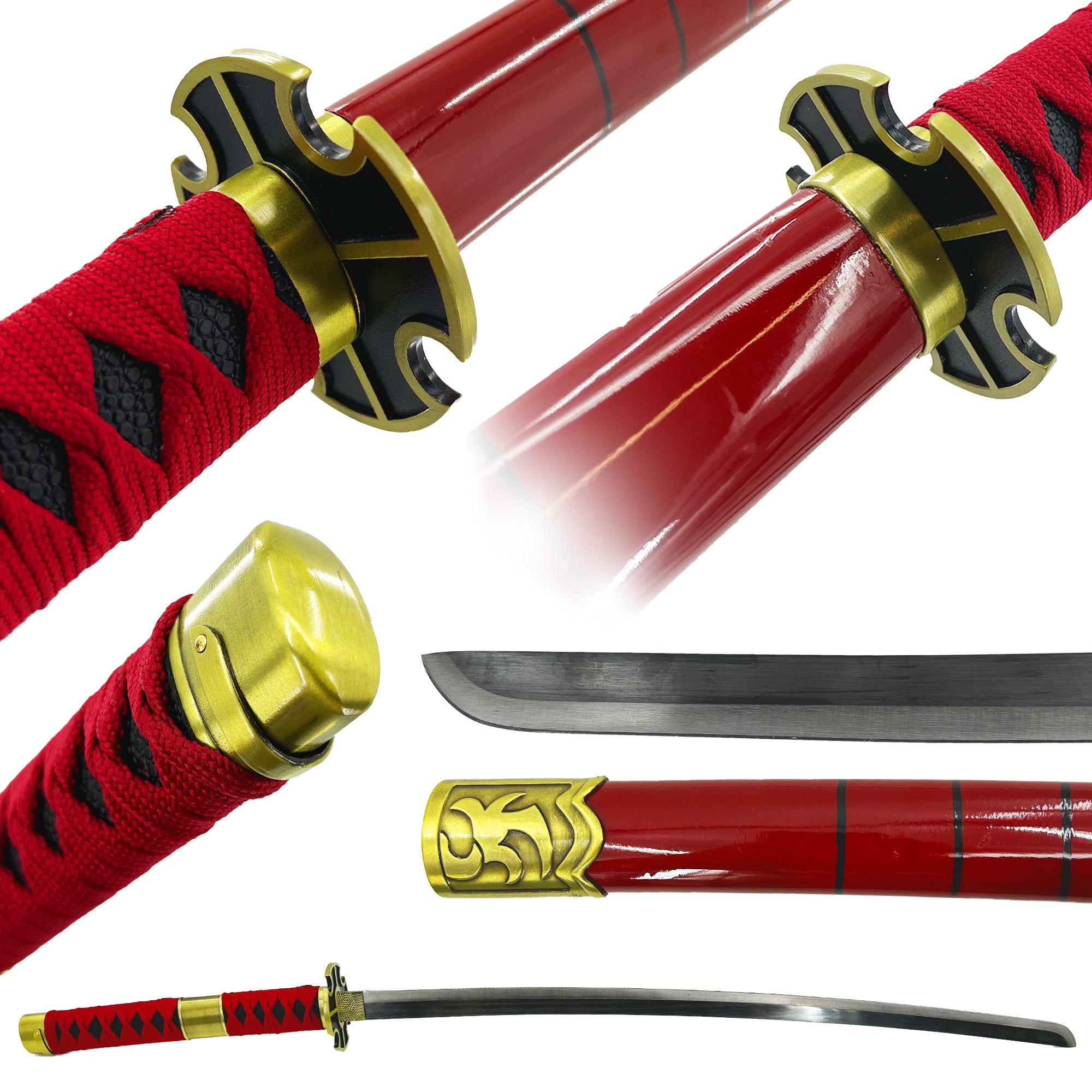 One piece Zoro Sandai Kitetsu silver edge Katana Sword — Medieval
