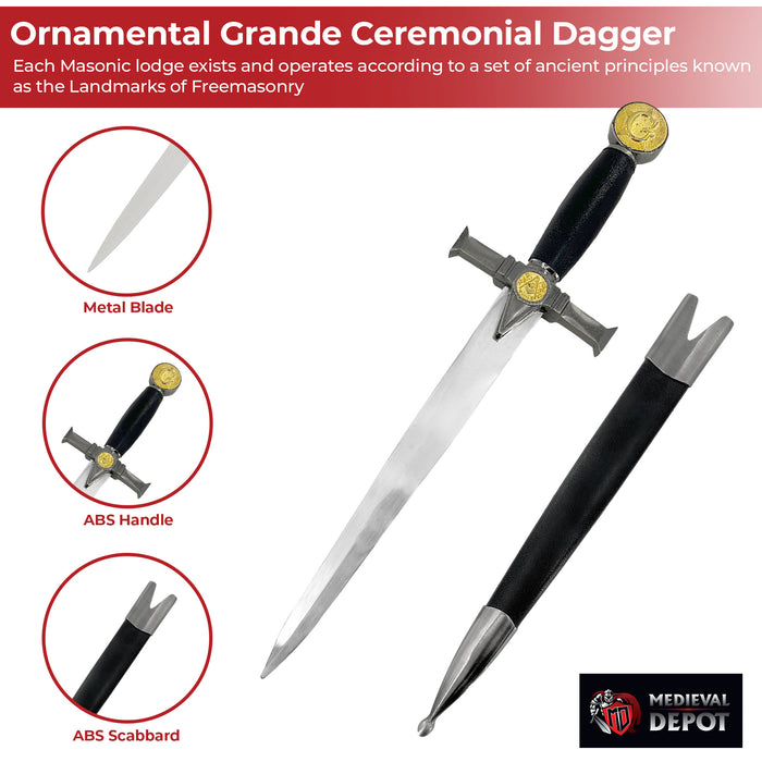 Ornamental Grande Lodge Ceremonial Freemason Dagger