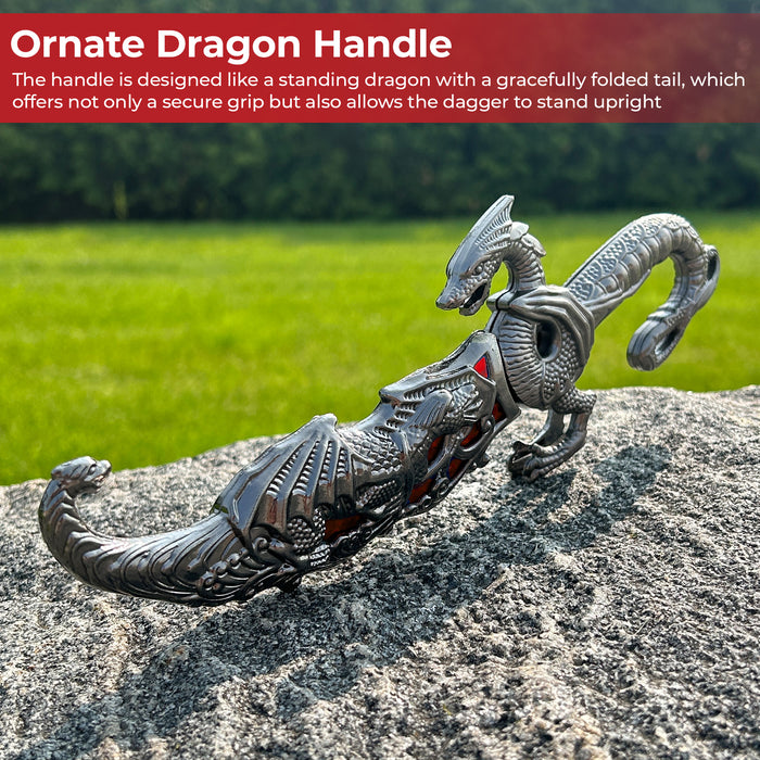 Ornate Red Dragon Decorative Fantasy Dagger Knife