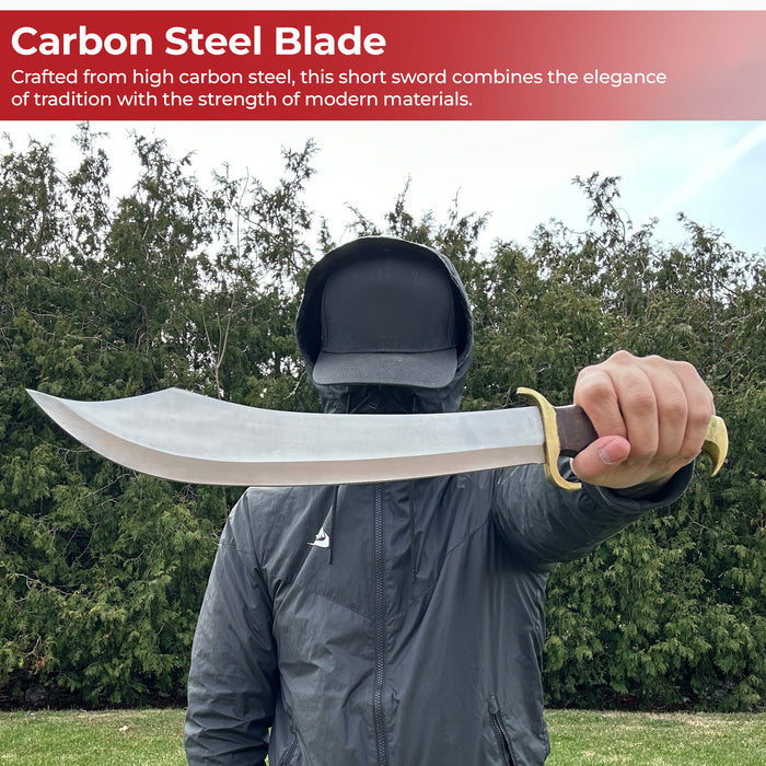 Persian Warrior Arabian Short Scimitar Sword With Leather Sheath