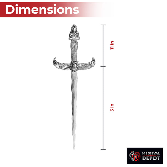 Pharaohs Wing Egyptian Inspired Kris Dagger with Hieroglyphic Scabbard