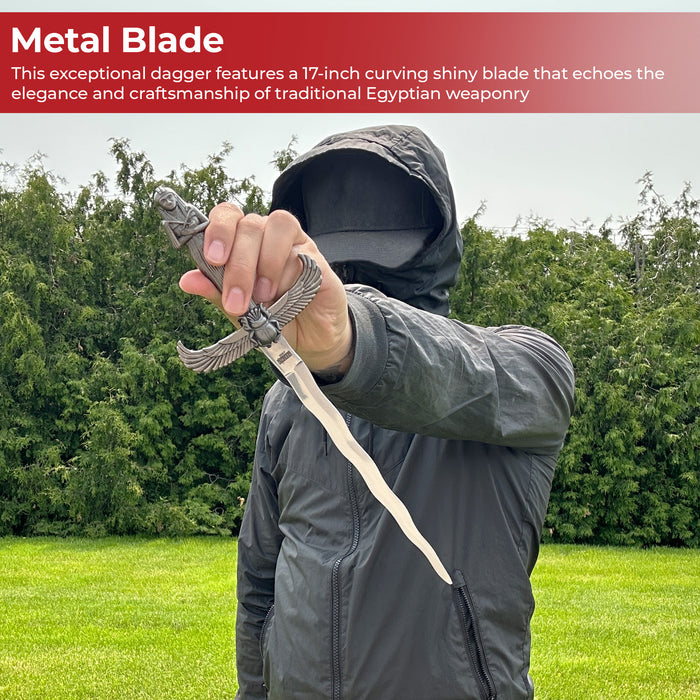 Pharaohs Wing Egyptian Inspired Kris Dagger with Hieroglyphic Scabbard