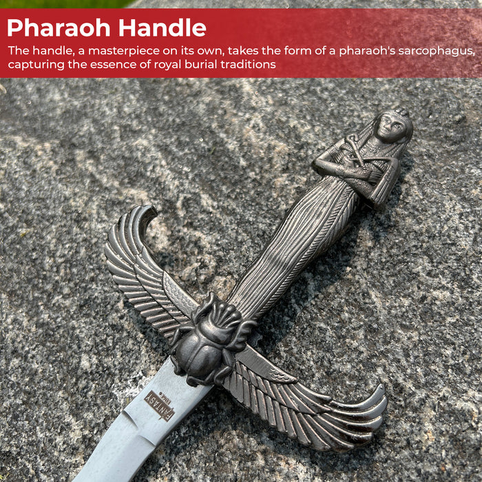 Pharaohs Wing Egyptian Inspired Kris Dagger with Hieroglyphic Scabbard