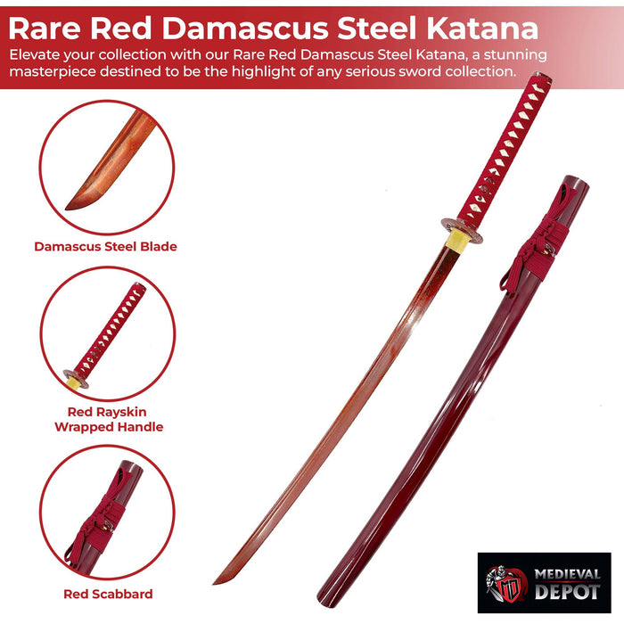 Rare Red Damascus Steel Katana