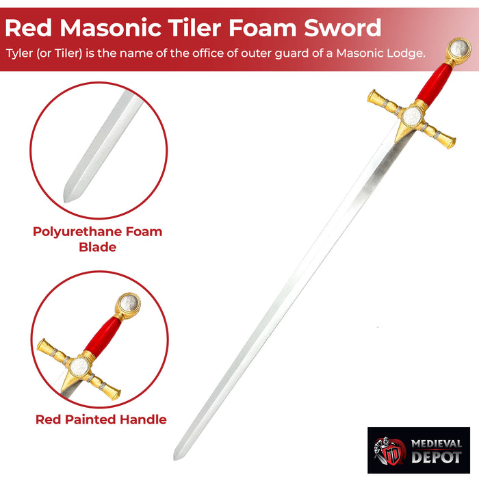 Red Masonic Tiler Foam Sword