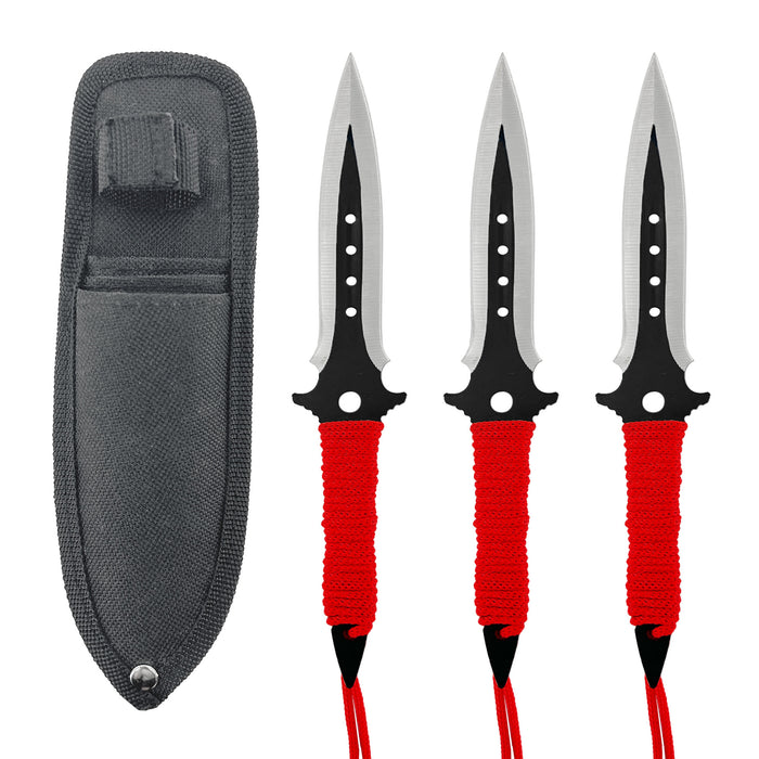 Red Triple Threat Throwing Knife Set