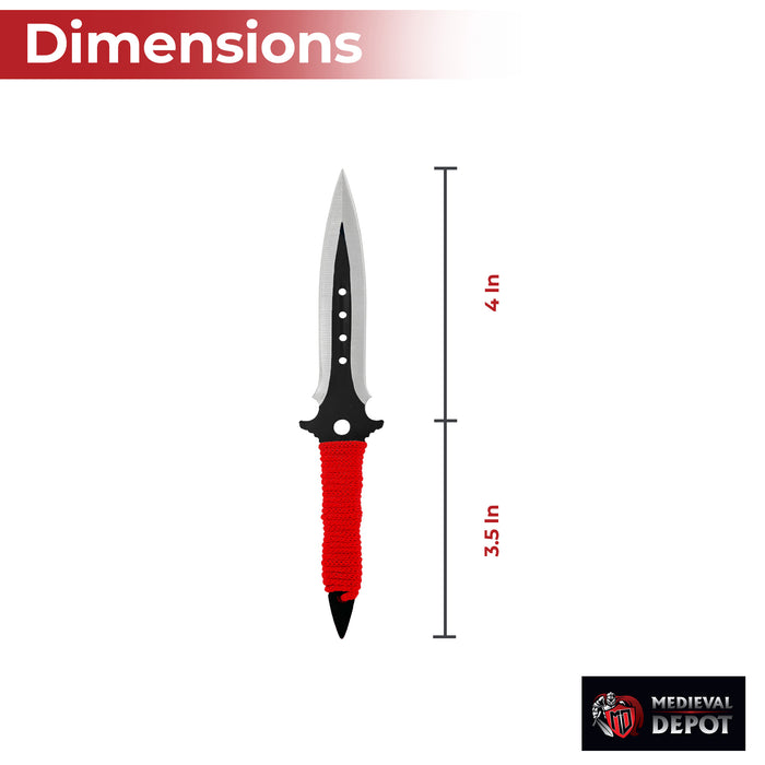 Red Triple Threat Throwing Knife Set