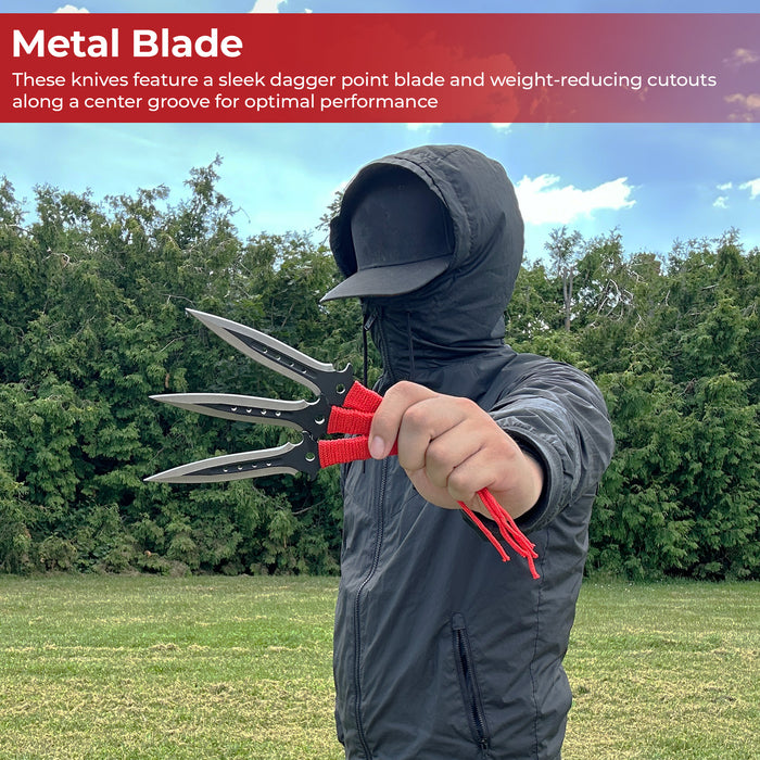 Red Triple Threat Throwing Knife Set