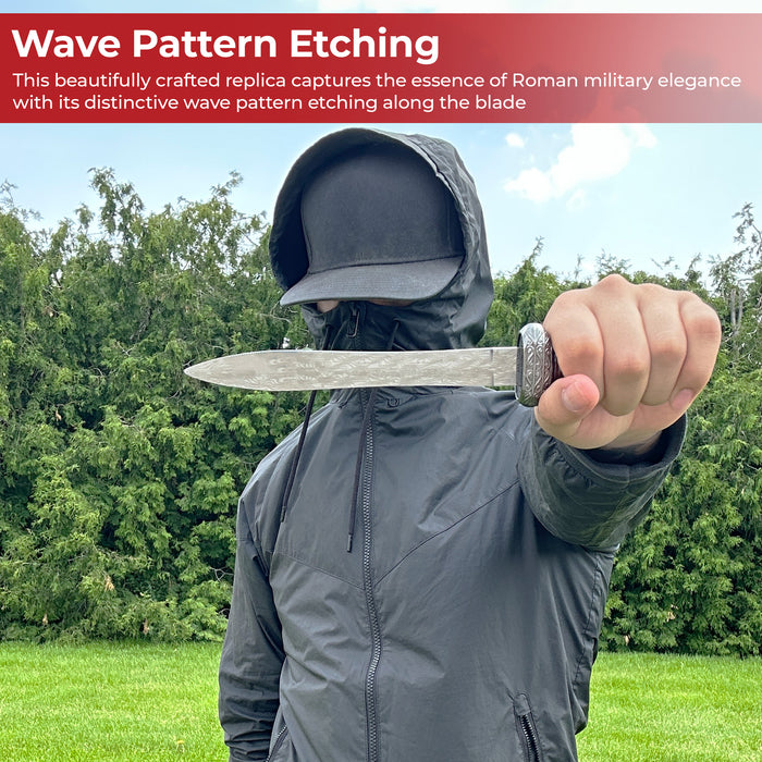 Roman Elite Etched Wave Pattern Gladius Pugio Dagger