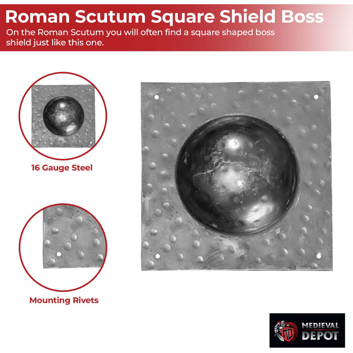Roman Scutum Square Shield Boss